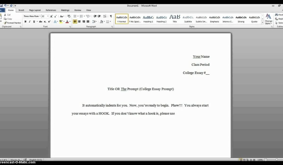 How to start a paper for college