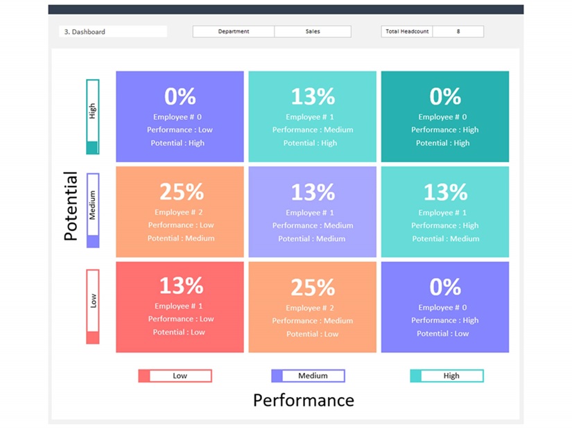 Navigating Talent Management with an HR 9 Box Performance Rating Dashboard